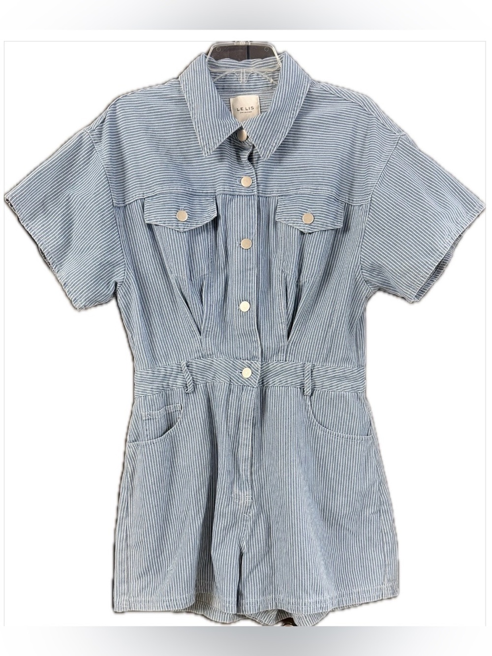 Le Lis Vertical Striped Romper Sz L